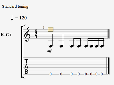 2 quarter notes, 2 eighth notes and 4 sixteenth notes